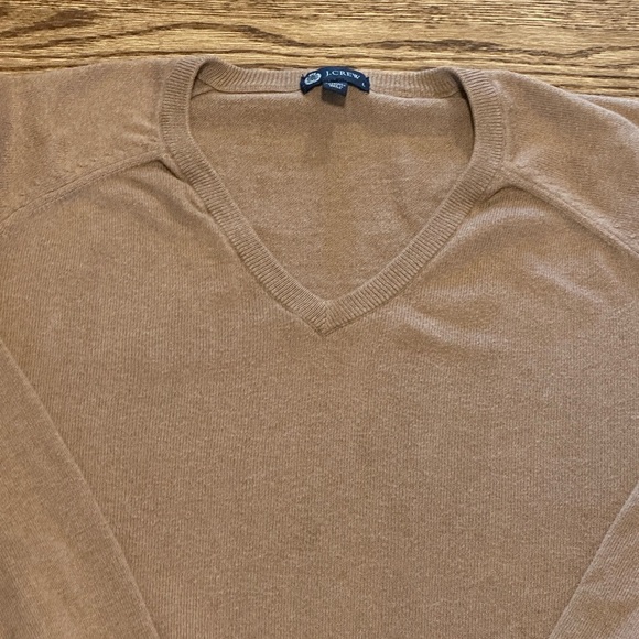 J.Crew Camel Tan V Neck Knit Pullover Sweater Classic Neutral Men’s Size Large - Picture 5 of 8